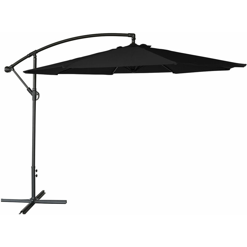 Parasol déporté OAHU rond 3,50m de diamètre noir - HAPPY GARDEN