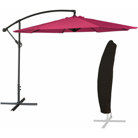 Parasol déporté OAHU rond 3m de diamètre taupe + housse