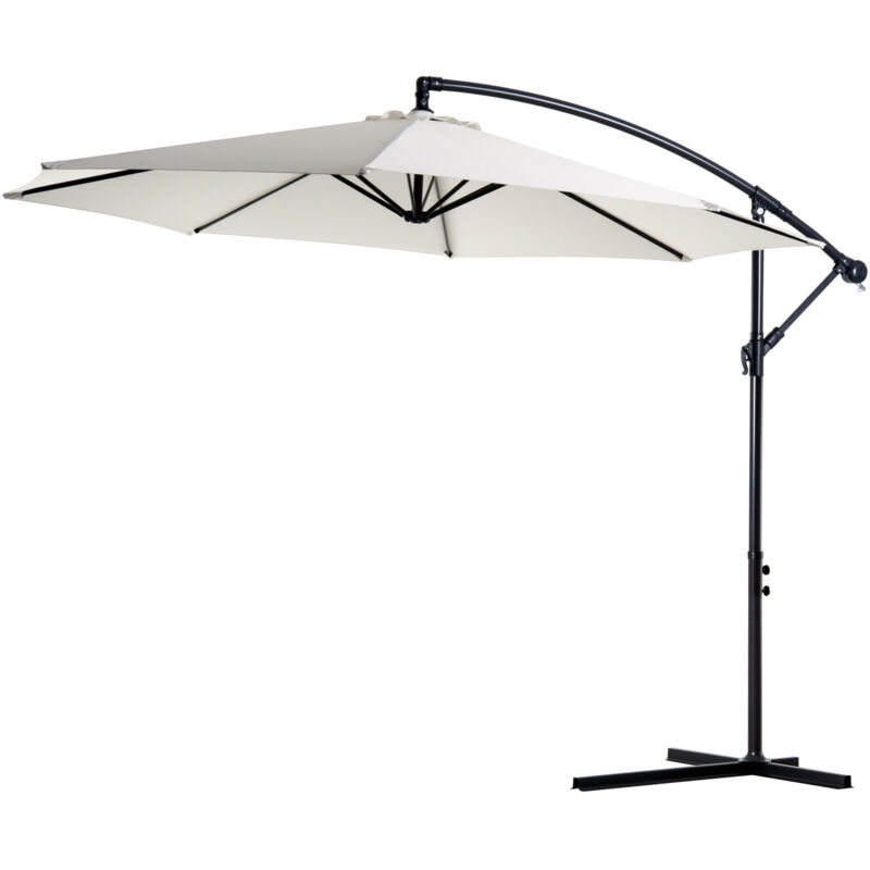 Outsunny - Parasol déporté octogonal inclinable manivelle pied acier ø 3 x 2,5H m crème