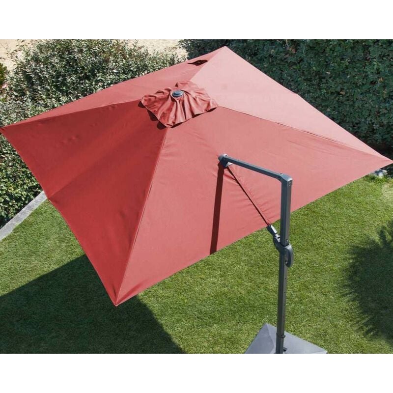 Parasol déporté orientable nh - Toile carré 300 x 300 cm - Toile rouge - Proloisirs