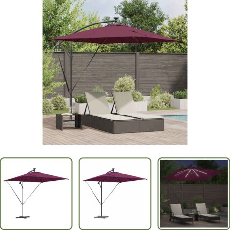 Parasol déporté -  Parasol banane à mât déporté Rouge bordeaux 249 x 249 x 250 cm