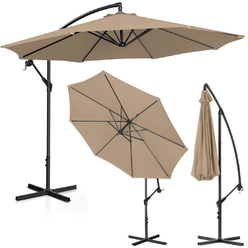 Parasol de jardin à perche, rond, inclinable, diamètre. 300 cm gris-brun