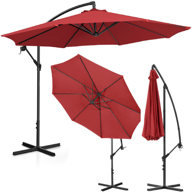 Parasol de jardin à perche, rond, inclinable, diamètre. 300 cm bordeaux