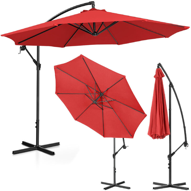 Parasol de jardin à perche, rond, inclinable, diamètre. 300 cm rouge