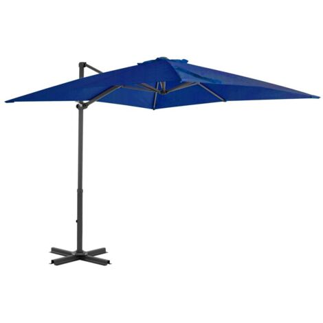 Parasol déporté, Protection Solaire, Parasol jardin, Parasol de balcon et mât en aluminium Bleu azuré 250x250 cm HNDX744052