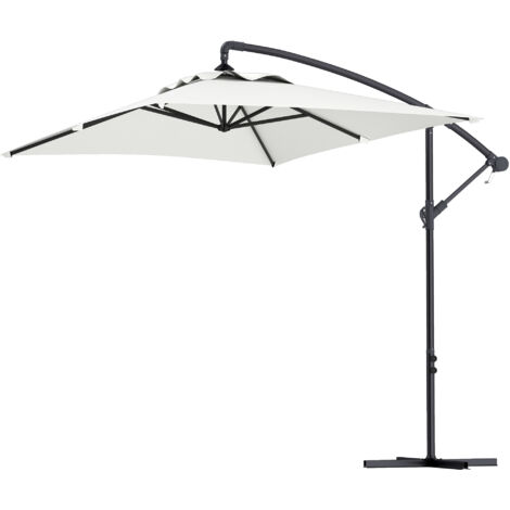 Parasol déporté rectangulaire 294x193x250cm manivelle acier anti-UV 6 baleines extérieur