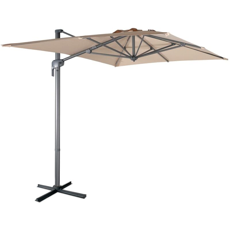 Parasol déporté rectangulaire 2x3m - Antibes - Beige - Parasol excentré inclinable. rabattable et rotatif à 360°.