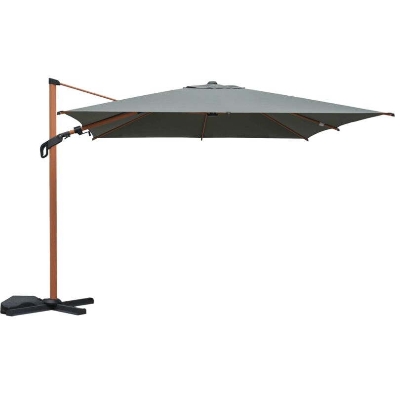 Sweeek - Parasol déporté etretat rectangulaire kaki 3x4m. mât effet bois