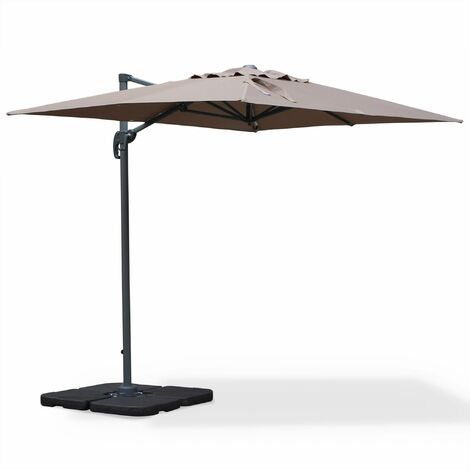 Parasol déporté rectangulaire 2x3m - Biscarosse - Taupe - Parasol excentré inclinable, rabattable et rotatif à 360°.