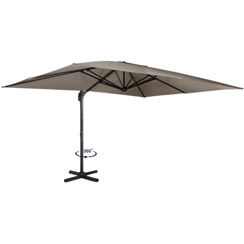 Idmarket - Parasol déporté inclinable rotatif 360 calvi taupe 3x4 m avec housse