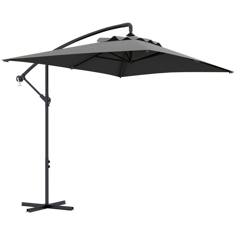 Outsunny - Parasol déporté rectangulaire dim. 294L x 193l x 250H cm pied en croix gris