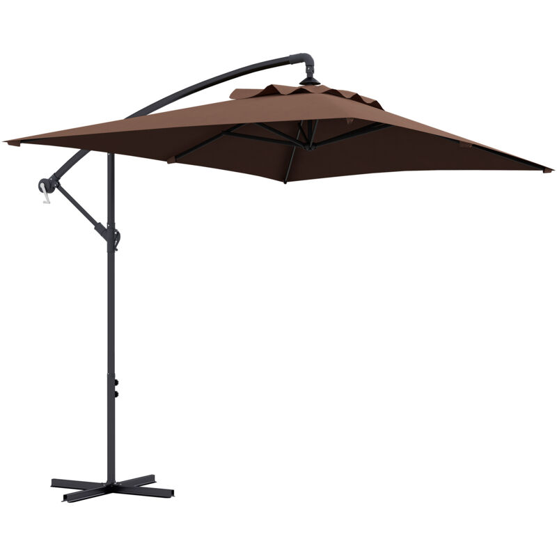 Outsunny - Parasol déporté rectangulaire dim. 294L x 193l x 250H cm pied en croix kaki
