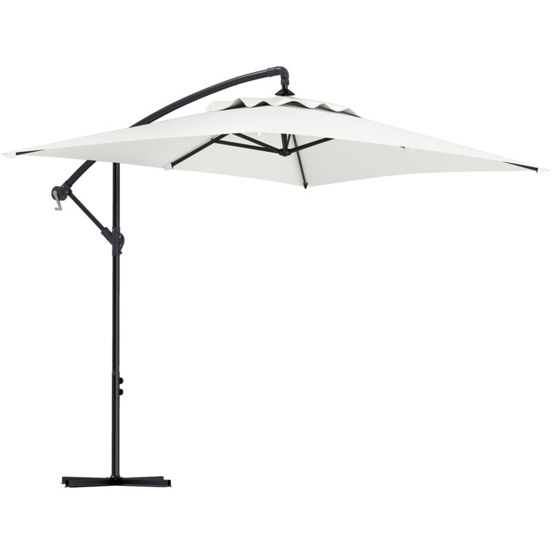 Parasol déporté rectangulaire dim. 294L x 193l x 250H cm pied en croix crème