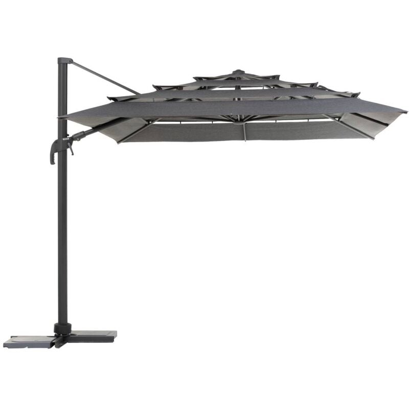 Hesperide - Parasol 4x3 m Melhia multi toiles oléfine anthracite Hespéride