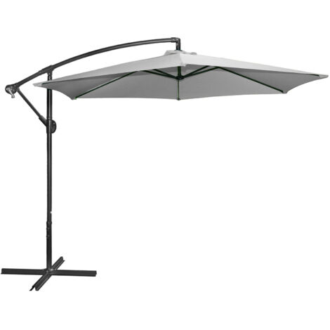 Parasol déporté rond 300 cm en tissu vert gris clair