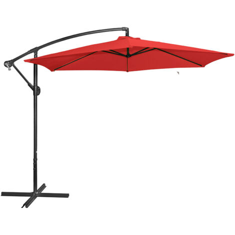 Parasol déporté rond 300 cm en tissu vert rouge