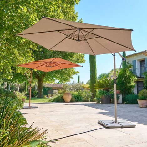 Parasol déporté rond Manoa 3m café - Hespéride