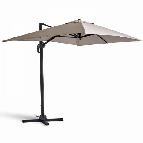Parasol déporté rotatif 2x3m en aluminium taupe