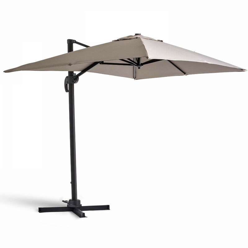 Oviala - Parasol déporté rotatif 2x3m en aluminium taupe