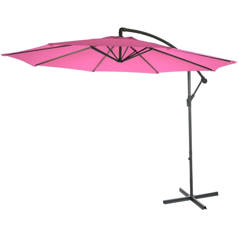 Jamais utilisé] Parasol Acerra, parasol parasol, ø 3m inclinable, polyester/acier 11kg, rose sans socle