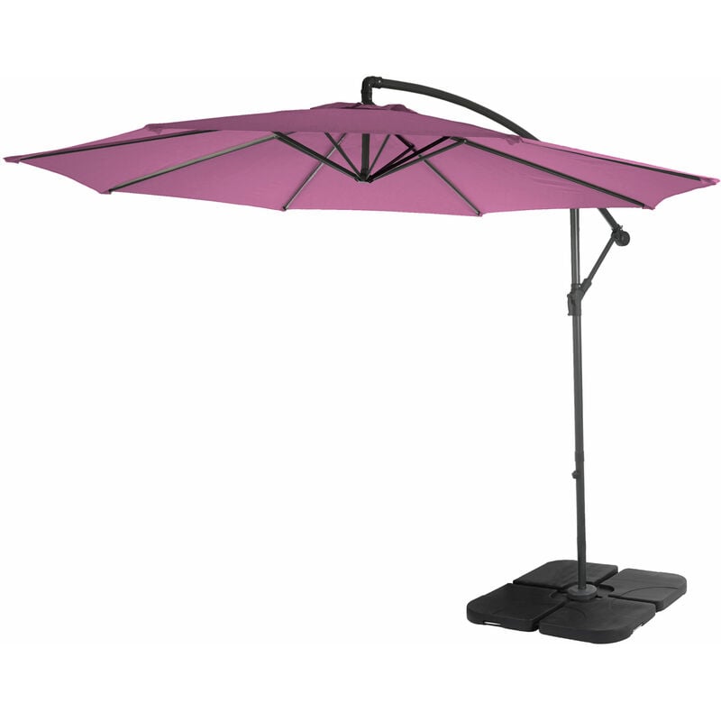 Jamais utilisé] Acerra, parasol, protection solaire, ø 3m inclinable, polyester/acier 11kg lavande avec support - purple