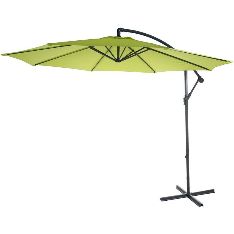 [JAMAIS UTILISÉ] Parasol déporté semi-pro Acerra, protection contre le soleil, 3m inclinable vert limon sans support - green