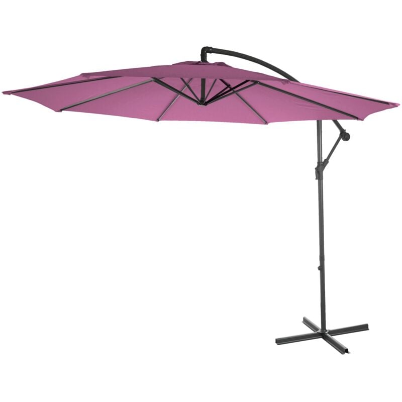 Parasol Acerra, parasol parasol, Ø 3m inclinable, polyester/acier 11kg, rouge lavande sans socle