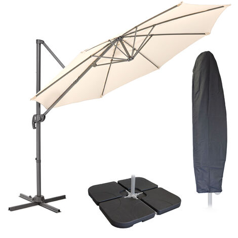 Parasol déporté SVITA 3m avec housse de protection pied de parasol beige