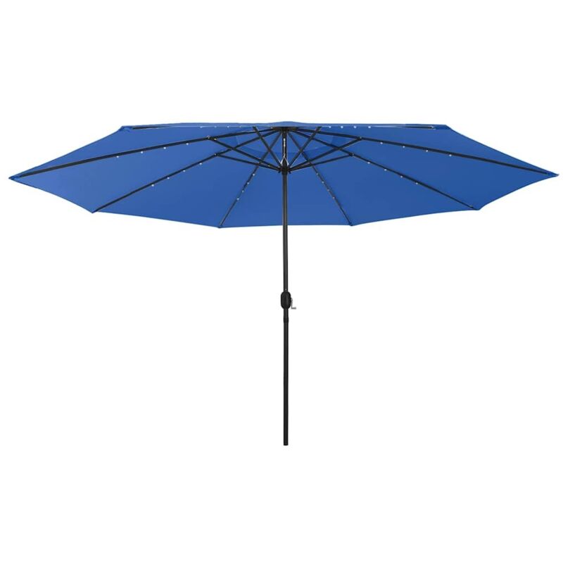 Parasol d'extérieur avec led et mât en métal 400 cm Bleu azuré