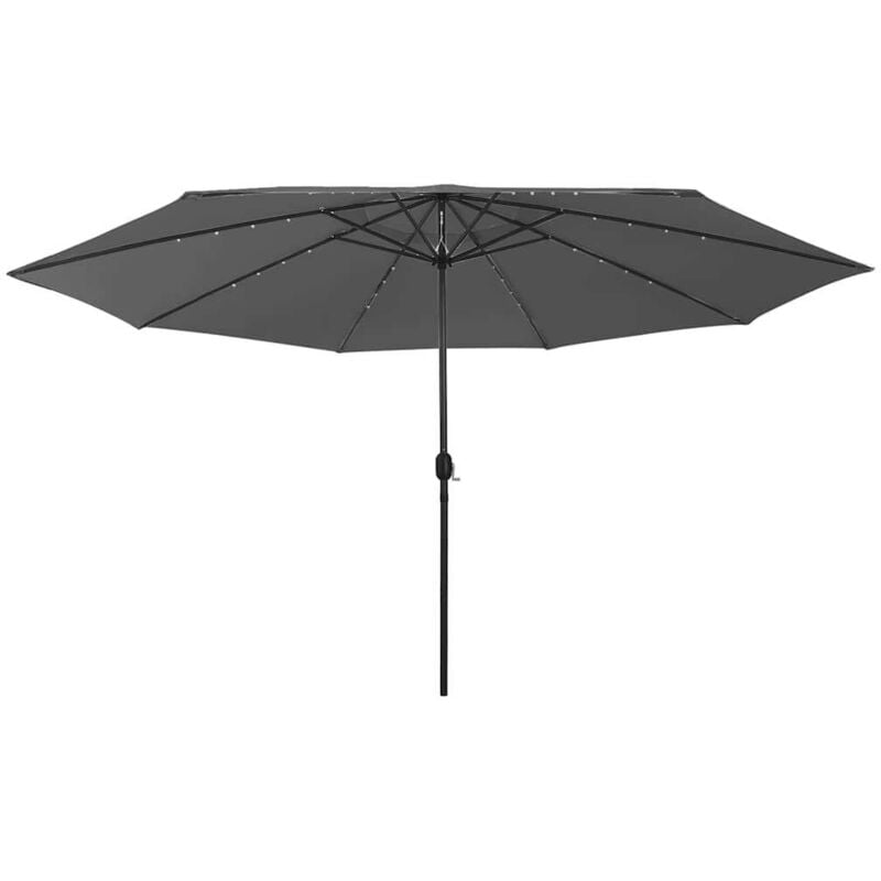 Parasol de jardin avec lumières led et mât en métal anthracite Vidaxl