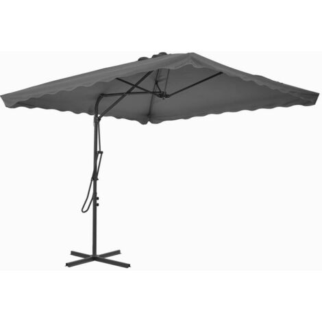 Parasol d'extérieur avec mât en acier 250 x 250 cm anthracite
