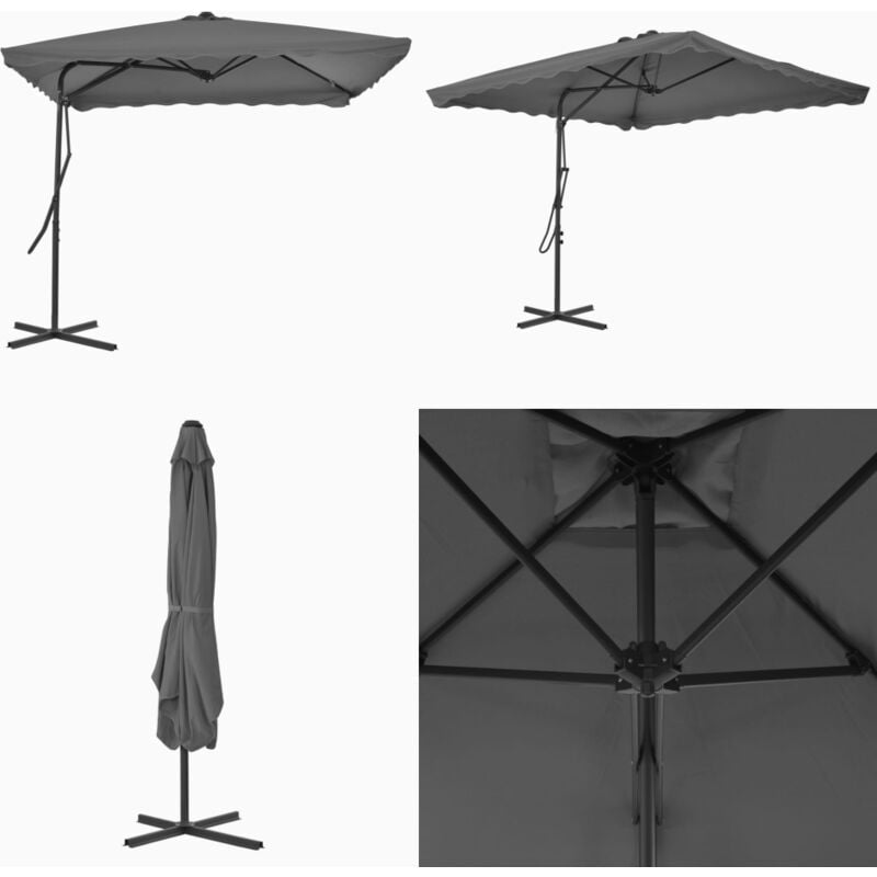 Vidaxl - Parasol d'extérieur avec mât en acier 250 x 250 cm Anthracite - Parasol - Parasol Exterieure - Parasol Jardin - Parasol Rectangulaire