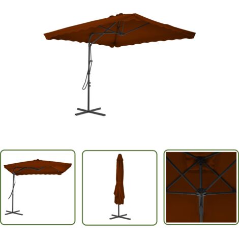Parasol d'extérieur avec mât en acier 250 x 250 x 230 cm orange foncé