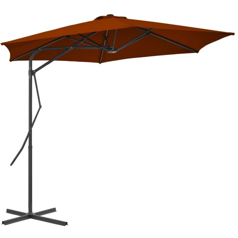 Parasol d'extérieur avec mât en acier Terre cuite 300x230 cm