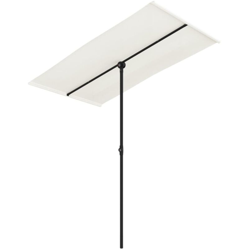 Parasol d'extérieur avec mât en aluminium 180x110cm Blanc sable