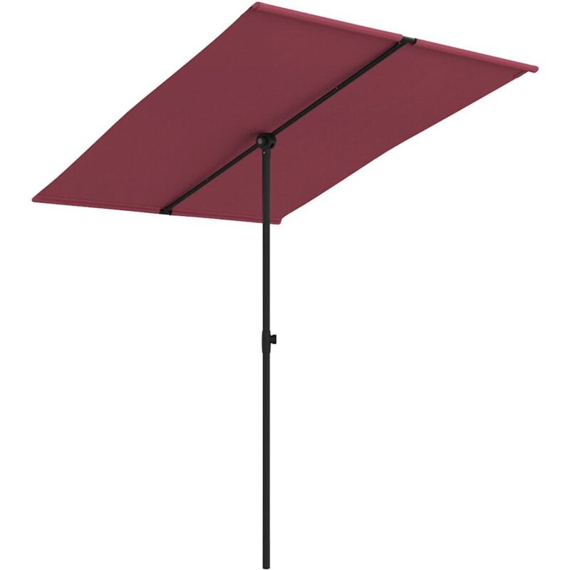 Parasol de jardin et mât en aluminium 2x1,5 m rouge bordeaux - Vidaxl