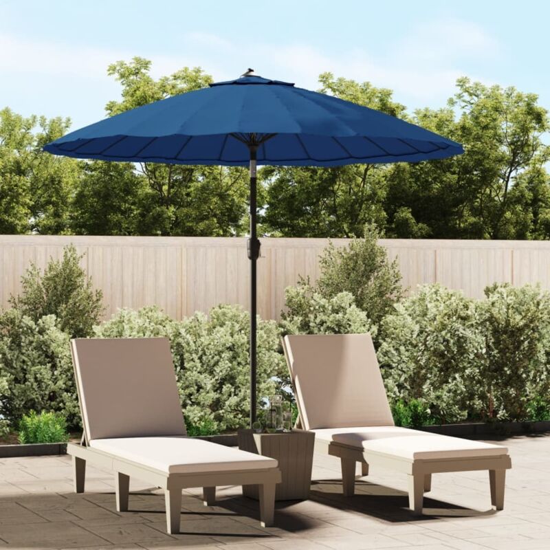 Parasol d'extérieur avec mât en aluminium 270 cm Bleu azuré