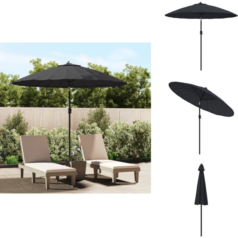 Parasol d'extérieur avec mât en aluminium 270 cm noir - Parasol Extérieur - Parasol Jardin - Parasol Aluminium - Parasol Noir - Parasol Rectangulaire