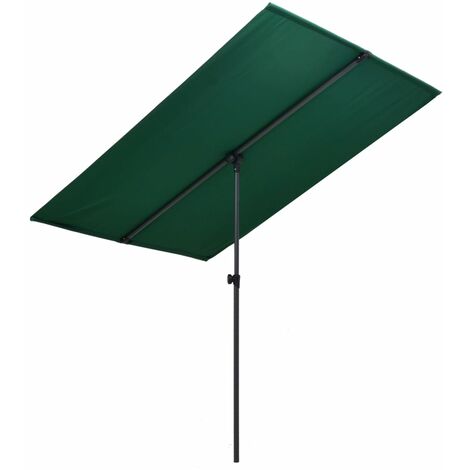 Parasol d'extérieur avec mât en aluminium 2x1,5 m Vert