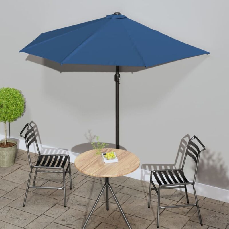 Parasol de balcon avec mât en aluminium Bleu 270x144x222cm Demi vidaXL