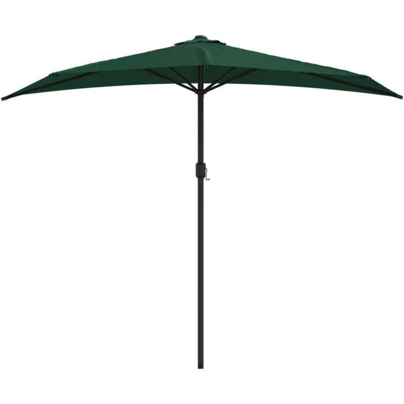 Parasol de balcon avec mât en aluminium Vert 270x144 cm Demi