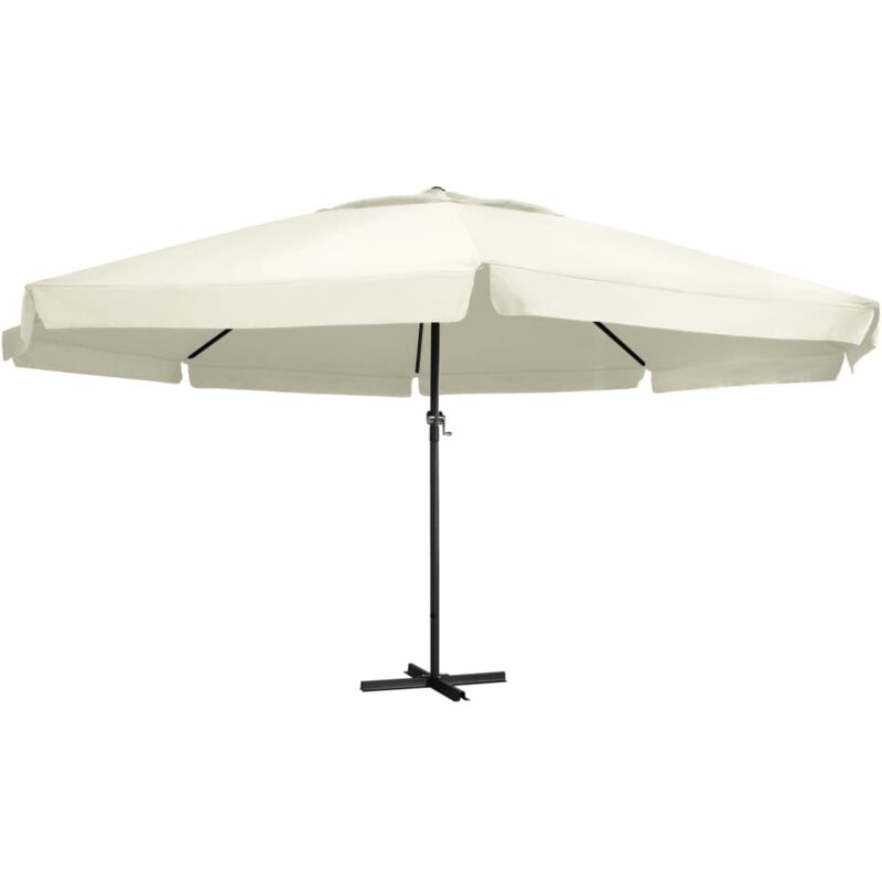 Vidaxl - Parasol d'extérieur avec mât en aluminium 600 cm Blanc sable