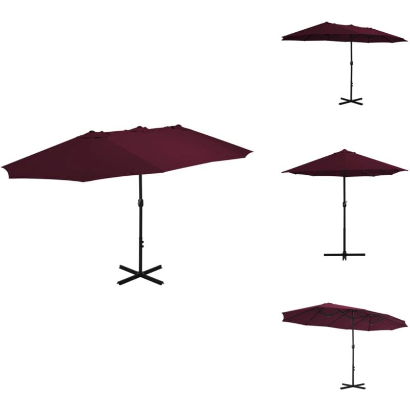 Parasol d'extérieur avec mât en aluminium rouge bordeaux - Parasol - Parasol De Jardin - Parasol Exterieure - Parasol Double Toit - Parasol Rouge