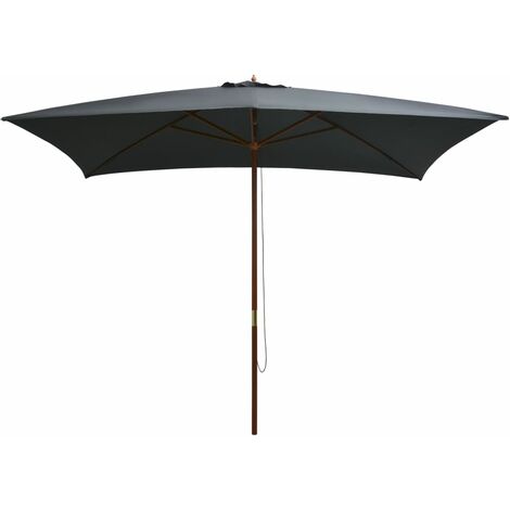 Parasol d'extérieur avec mât en bois 200x300 Anthracite