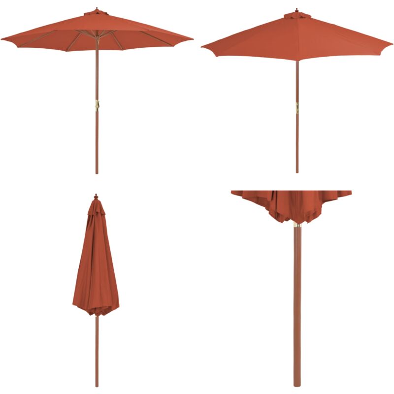 Vidaxl - Parasol d'extérieur avec mât en bois 300 cm terre cuite - Parasol De Jardin - Parasol Exterieur - Parasol Bois - Parasol Rectangulaire