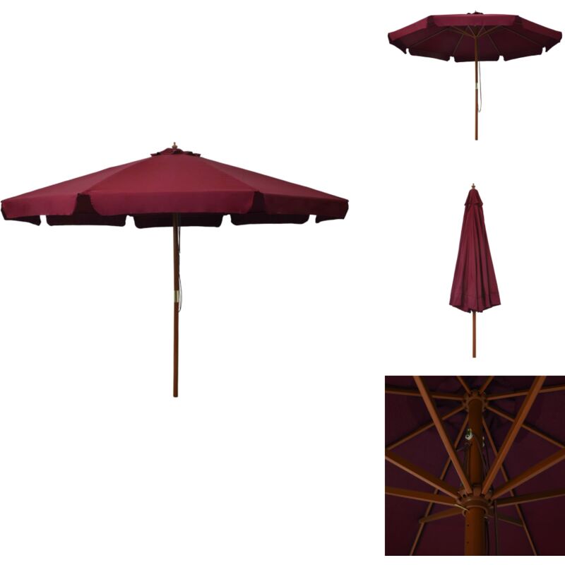 Vidaxl - Parasol d'extérieur avec mât en bois 330 cm Bordeaux - Parasol - Parasol Exterieure - Parasol Bois - Parasol Rouge - Parasol Jardin