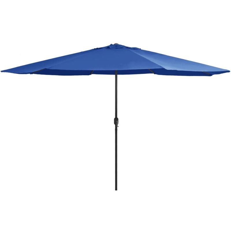 Parasol d'extérieur avec mât en métal 400 cm bleu azuré