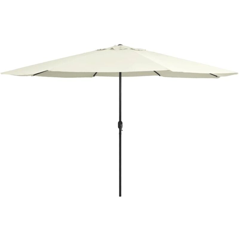 Parasol d'extérieur avec mât en métal 390 cm blanc sable
