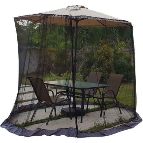 Parasol d'extérieur avec moustiquaire Pavillon Protection contre les insectes Parasol à mât droit -- A2 Parasol à bras courbé style banane 250-300 cm Parasol Moustiquaire universelle  Hauteur 230 cm