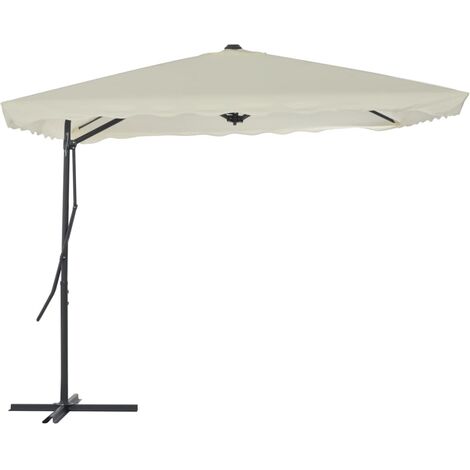 Parasol d'extérieur avec poteau en acier 250 x 250 cm sable